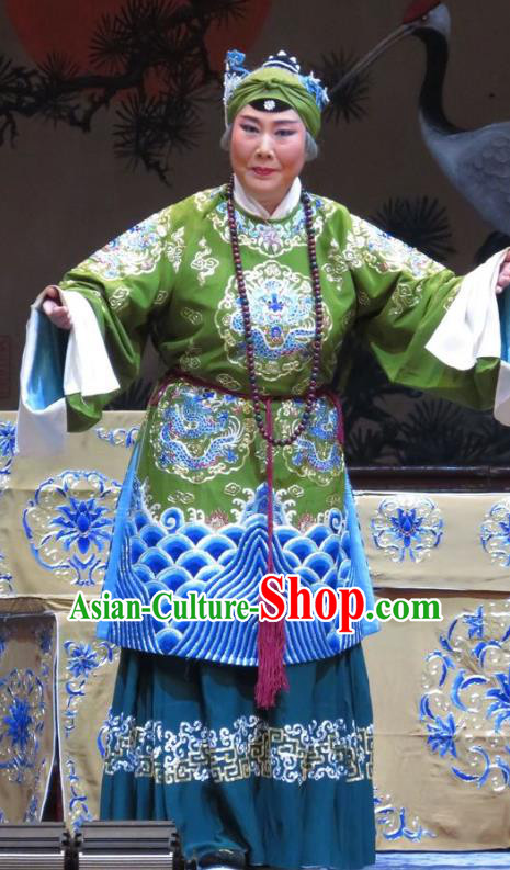 Chinese Ping Opera Laodan Elderly Female Apparels Costumes and Headpieces Jin Yunu Traditional Pingju Opera Dowager Countess Dress Garment