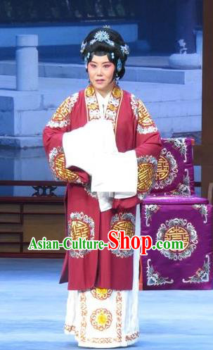 Chinese Ping Opera Elderly Woman Apparels Costumes and Headdress Xue Yu Bing Shuang Traditional Pingju Opera Noble Dame Dress Garment
