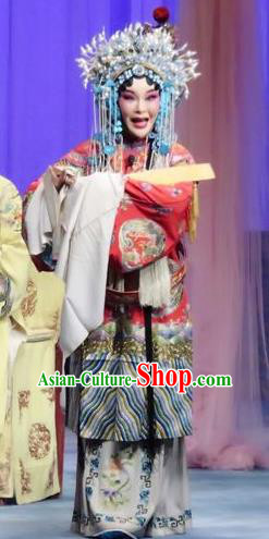 Chinese Ping Opera Actress Embroidered Robe Costumes Apparels and Headdress Qian Kun Belt Shuang Traditional Pingju Opera Princess Yinping Dress Garment