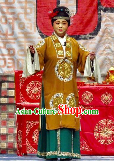 Chinese Ping Opera Dame Ke Costumes Yu He Qiao Apparels and Headpieces Traditional Pingju Opera Elderly Female Dress Pantaloon Garment