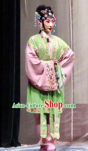 Chinese Ping Opera Servant Girl Costumes Yu He Qiao Apparels and Headpieces Traditional Pingju Opera Xiao Dan Dress Young Female Garment
