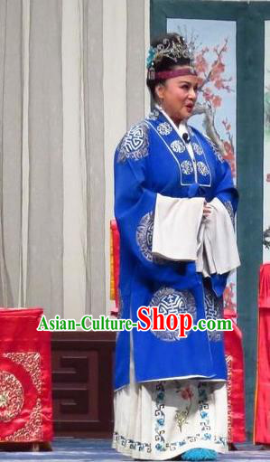 Chinese Ping Opera Elderly Dame Costumes Yu He Qiao Apparels and Headpieces Traditional Pingju Opera Dress Patrician Pantaloon Garment