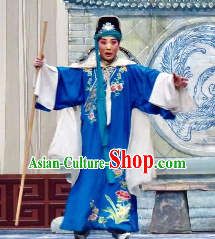 Yu He Qiao Chinese Ping Opera Niche Costumes and Headwear Pingju Opera Young Male Apparels Clothing Scholar Xuan Dengao Embroidered Robe