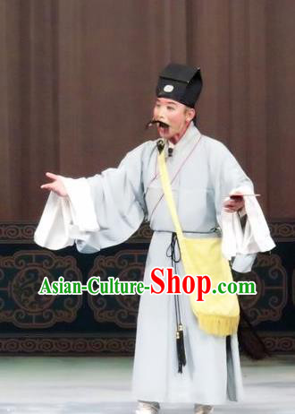 The Wrong Red Silk Chinese Ping Opera Figurant Man Costumes Pingju Opera Apparels Clothing and Headwear