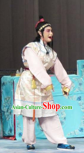 The Wrong Red Silk Chinese Ping Opera Wa Wa Sheng Costumes and Headwear Pingju Opera Young Boy Apparels Clothing