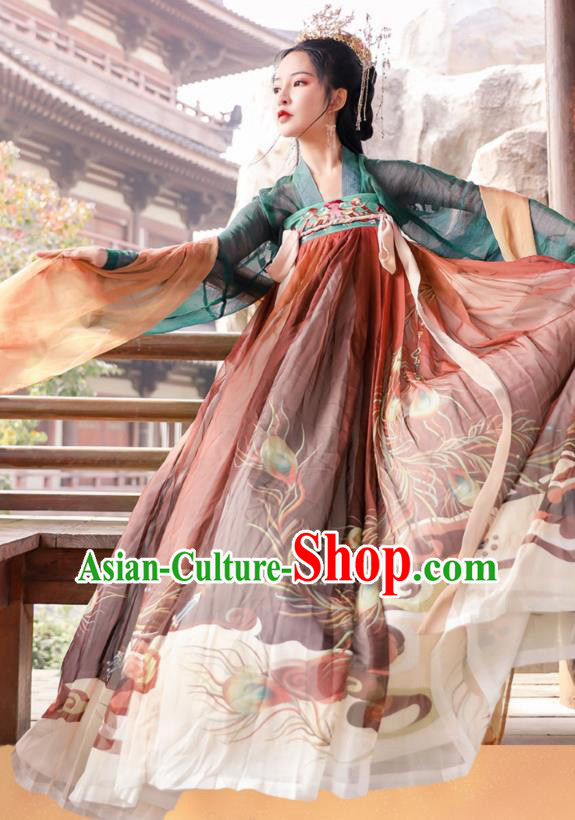 Chinese Traditional Tang Dynasty Noble Princess Hanfu Dress Apparels Ancient Court Lady Historical Costumes Complete Set