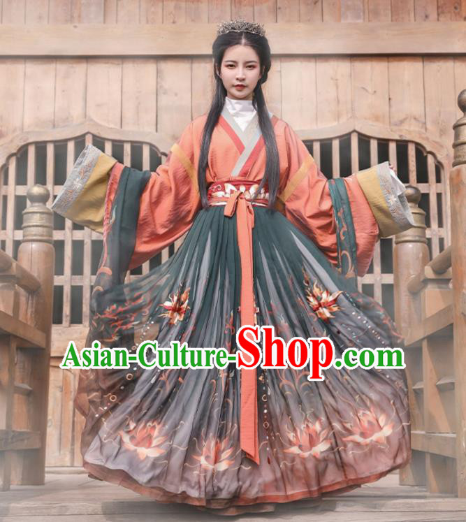 Chinese Ancient Imperial Consort Hanfu Dress Apparels Traditional Jin Dynasty Noble Female Historical Costumes for Women