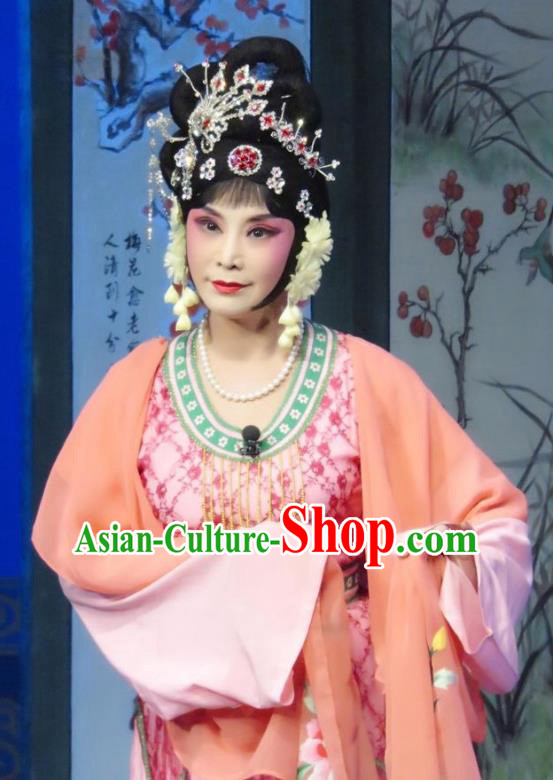 Chinese Ping Opera Young Female Liu Hua Costumes The Wrong Red Silk Apparels and Headpieces Traditional Pingju Opera Diva Dress Garment