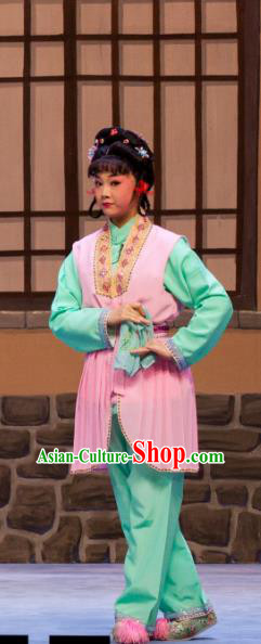 Chinese Ping Opera Hua Tan Fei Jie Apparels Costumes and Headpieces Traditional Pingju Opera Young Lady Dress Garment