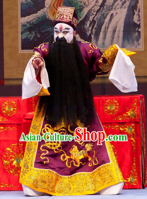 Nao Yan Fu Chinese Ping Opera Laosheng Costumes and Headwear Pingju Opera Elderly Male Chancellor Yan Song Apparels Clothing