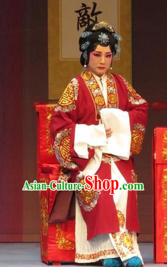 Chinese Ping Opera Noble Dame Apparels Costumes and Headpieces Nao Yan Fu Traditional Pingju Opera Elderly Female Dress Garment