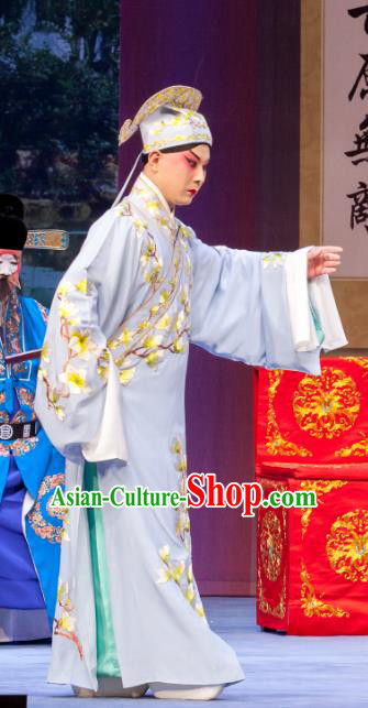 Nao Yan Fu Chinese Ping Opera Xiaosheng Costumes and Headwear Pingju Opera Scholar Zeng Rong Apparels Clothing