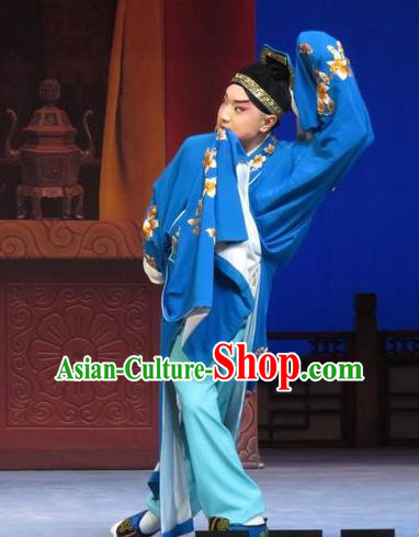 Yuan Yang Pu Chinese Ping Opera Young Male Costumes and Headwear Pingju Opera Xiaosheng Apparels Scholar Liu Pu Clothing