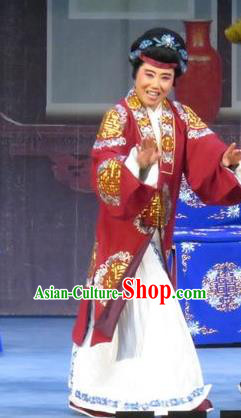 Chinese Ping Opera Laodan Elderly Female Apparels Costumes and Headdress Yuan Yang Pu Traditional Pingju Opera Dame Dress Garment