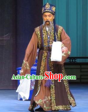 Yuan Yang Pu Chinese Ping Opera Old Man Costumes and Headwear Pingju Opera Laosheng Apparels Landlord Clothing