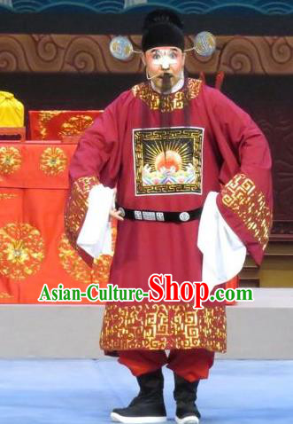 Yuan Yang Pu Chinese Ping Opera Magistrate Costumes and Headwear Pingju Opera Clown Male Apparels Clothing