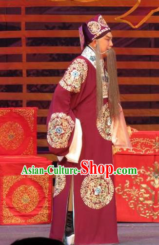 The Five Female Worshipers Chinese Ping Opera Elderly Male Costumes and Headwear Pingju Opera Old Landlord Yang Jikang Apparels Clothing