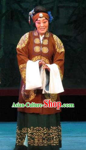 Chinese Ping Opera Elderly Woman Apparels Costumes and Headpieces The Five Female Worshipers Traditional Pingju Opera Dame Dress Garment