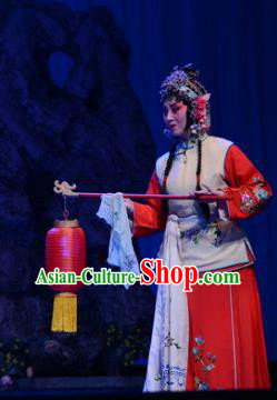 Chinese Ping Opera Xiaodan Apparels Costumes and Headpieces Remember Back to the Cup Traditional Pingju Opera Servant Girl Dress Garment