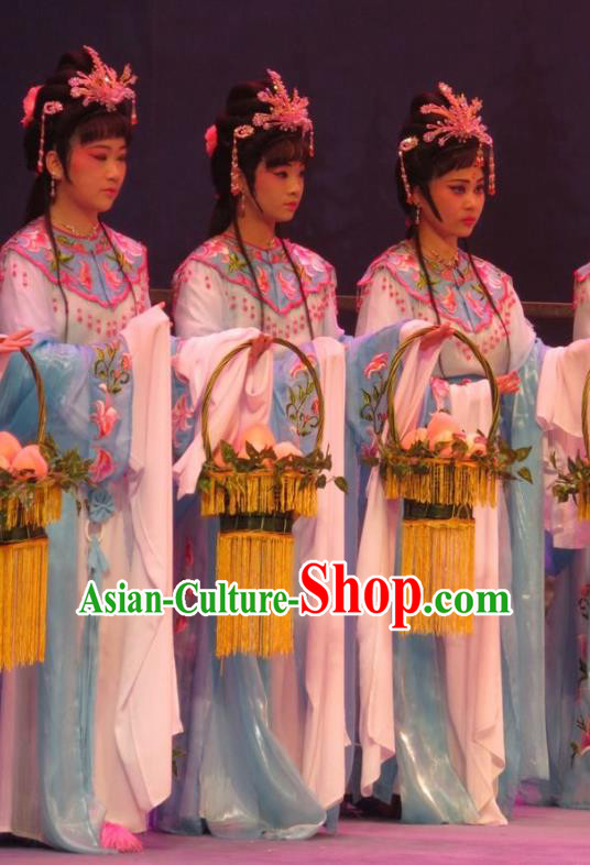 Chinese Ping Opera Diva Apparels Costumes and Headpieces Legend of Love Traditional Pingju Opera Court Maid Dress Goddess Garment