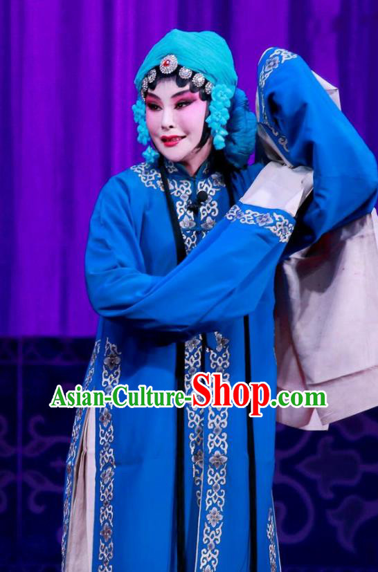 Chinese Ping Opera Distress Maiden Wang Yuying Apparels Costumes and Headpieces Remember Back to the Cup Traditional Pingju Opera Young Female Blue Dress Garment