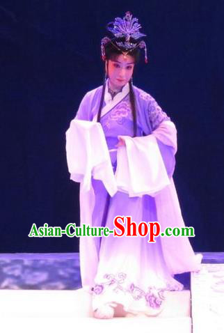 Chinese Ping Opera Goddess Apparels Costumes and Headpieces Legend of Love Traditional Pingju Opera Diva Zhi Nv Dress Garment