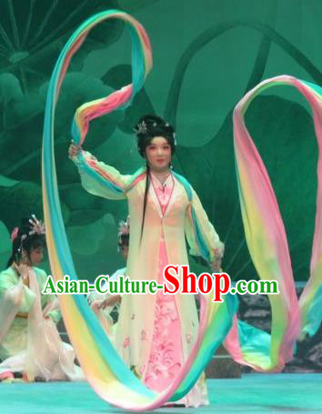 Chinese Ping Opera Young Lady Apparels Costumes and Headpieces Legend of Love Traditional Pingju Opera Dress Diva Goddess Garment