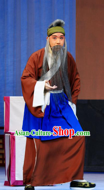 Linjiang Post Chinese Ping Opera Laosheng Costumes and Headwear Pingju Opera Elderly Male Apparels Fisherman Cui Wenyuan Clothing