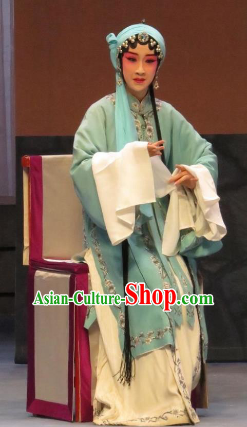 Chinese Ping Opera Actress Apparels Costumes and Headpieces Linjiang Post Traditional Pingju Opera Hua Tan Zhang Cuilan Dress Garment