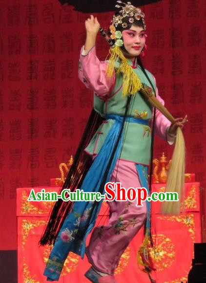 Chinese Ping Opera Servant Girl Apparels Costumes and Headpieces Remember Back to the Cup Traditional Pingju Opera Dress Young Lady Garment