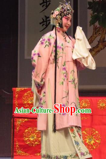 Chinese Ping Opera Diva Apparels Costumes and Headpieces Remember Back to the Cup Traditional Pingju Opera Actress Pink Dress Garment