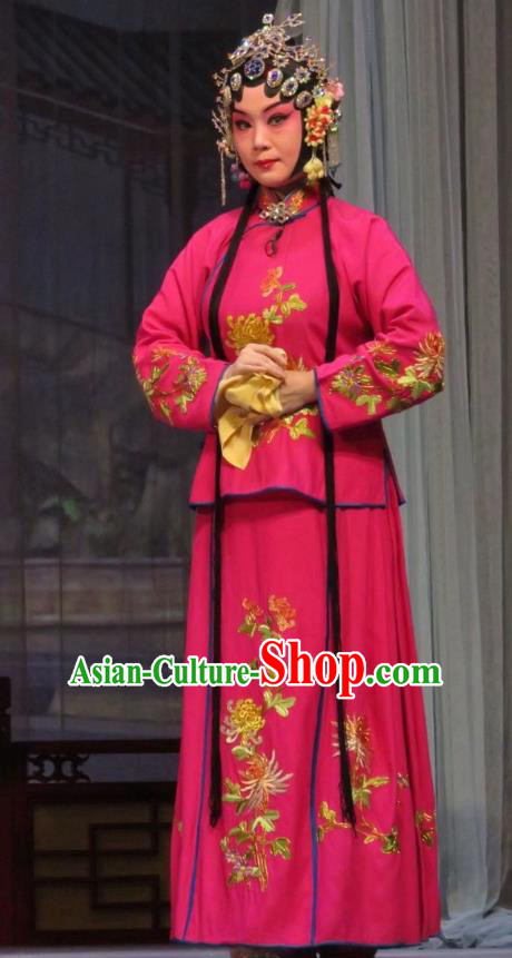 Chinese Ping Opera Actress Apparels Costumes and Headpieces Remember Back to the Cup Traditional Pingju Opera Young Female Rosy Dress Garment