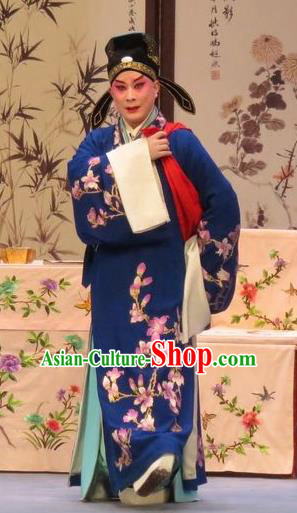 Peach Blossom Temple Chinese Ping Opera Xiaosheng Young Man Costumes and Headwear Pingju Opera Scholar Zhang Cai Apparels Clothing