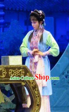 Chinese Ping Opera Xiaodan Apparels Costumes and Headpieces Baoyu and Daiyu Traditional Pingju Opera Maidservant Qing Wen Dress Garment