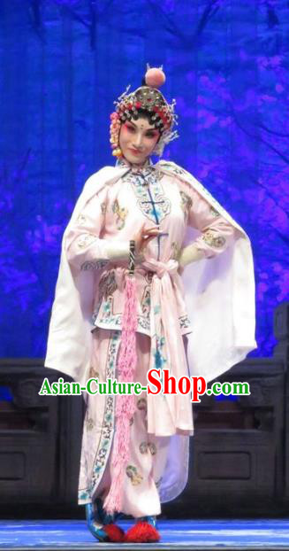 Chinese Ping Opera Swordsplay Female Costumes Apparels and Headpieces Yang Bajie You Chun Traditional Pingju Opera Martial Lady Dress Garment