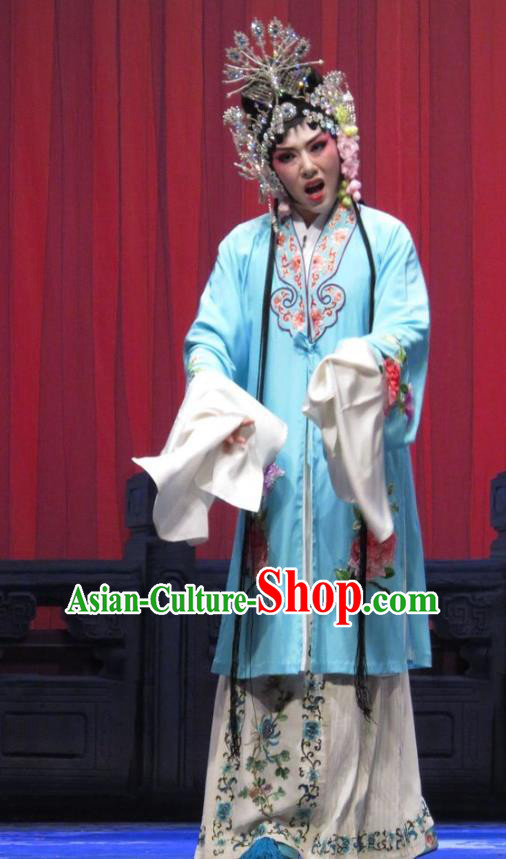 Chinese Ping Opera Diva Costumes Apparels and Headpieces Yang Bajie You Chun Traditional Pingju Opera Young Lady Dress Hua Tan Garment