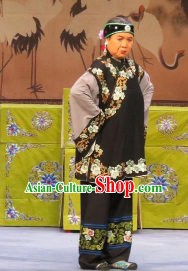 Chinese Ping Opera Pantaloon Costumes Apparels and Headpieces Chong Yuan Ji Traditional Pingju Opera Elderly Female Dress Garment