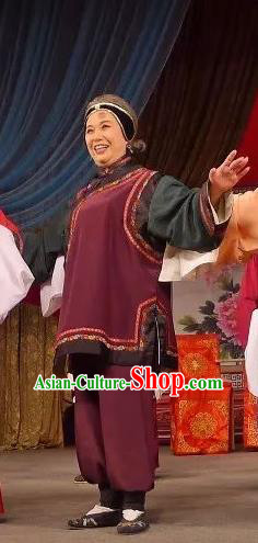 Chinese Ping Opera Old Female Costumes Apparels and Headpieces Chong Yuan Ji Traditional Pingju Opera Elderly Woman Dress Garment