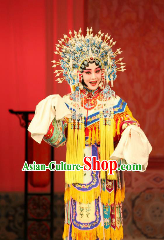 Chinese Ping Opera Hua Tan Costumes Apparels and Headpieces Ma Zhaoyi Traditional Pingju Opera Princess Meng Ying Dress Garment