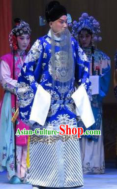 San Kan Yu Mei Chinese Ping Opera Elderly Male Costumes and Headwear Pingju Opera Laosheng Minister Liu Tianhua Apparels Clothing
