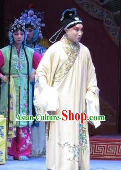 San Kan Yu Mei Chinese Ping Opera Scholar Feng Jiajin Costumes and Headwear Pingju Opera Xiaosheng Young Male Apparels Clothing