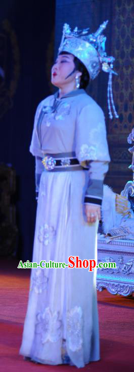 Chinese Ping Opera Empress Costumes Apparels and Headdress Xiaozhuang Changge Traditional Pingju Opera Diva Dress Queen Garment