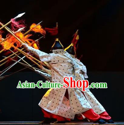 Xiaozhuang Changge Chinese Ping Opera Qing Dynasty Soldier Armor Costumes and Headwear Pingju Opera Wusheng Apparels Clothing