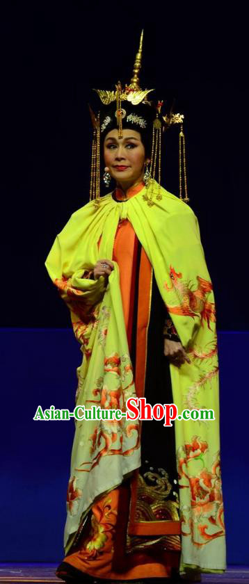Chinese Ping Opera Empress Costumes Apparels and Headdress Xiaozhuang Changge Traditional Pingju Opera Qing Dynasty Queen Dress Garment