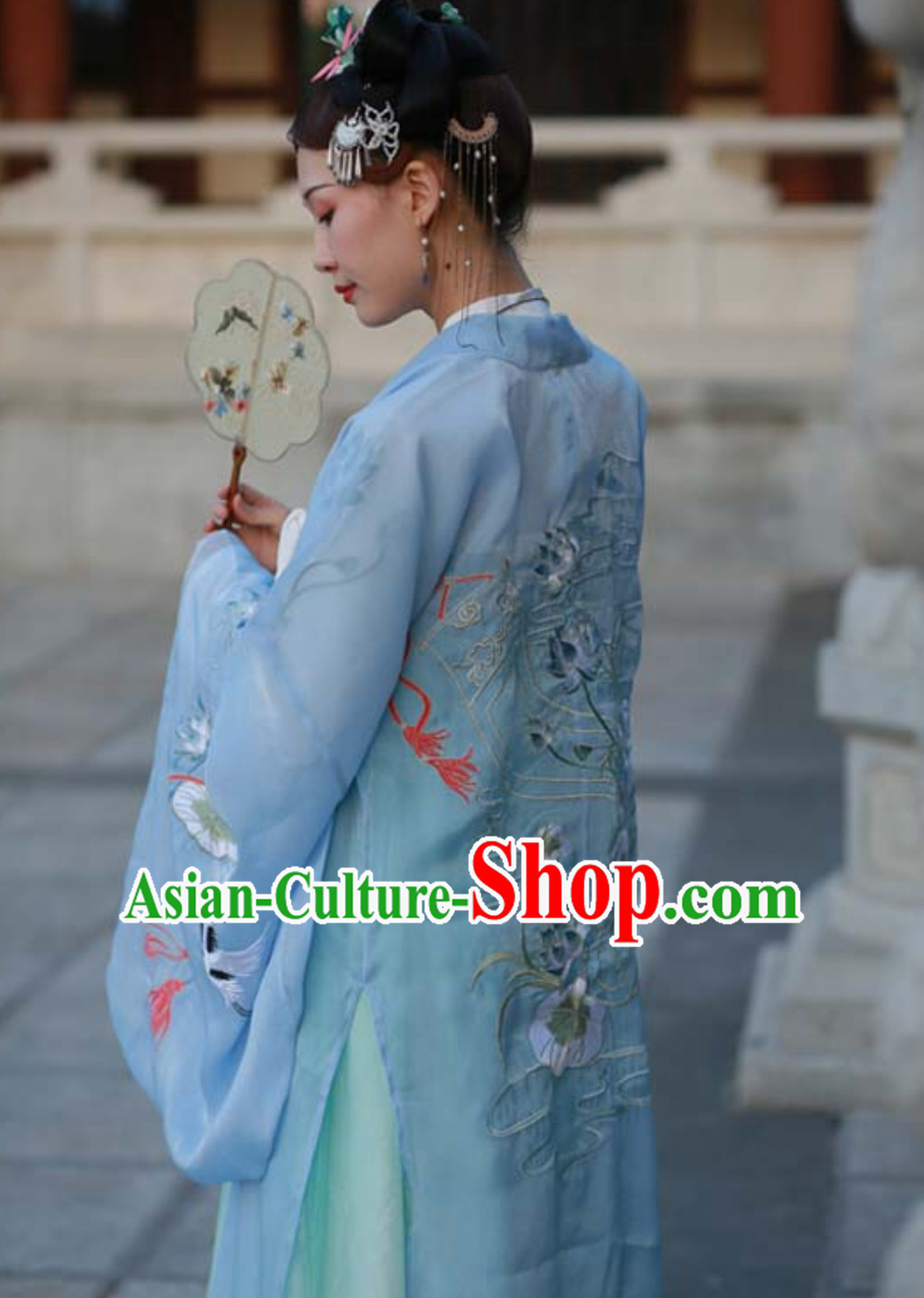 Chinese Ancient Tang Dynasty Imperial Garment and Headpiece Hair Jewleries Complete Set for Women