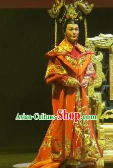 Chinese Ping Opera Qing Dynasty Empress Costumes Apparels and Headdress Xiaozhuang Changge Traditional Pingju Opera Actress Dress Queen Garment
