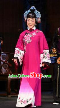 Chinese Ping Opera Qing Dynasty Young Female Costumes Apparels and Headdress Ji Yin Chuan Qi Traditional Pingju Opera Widow Leng Yuefang Dress Garment