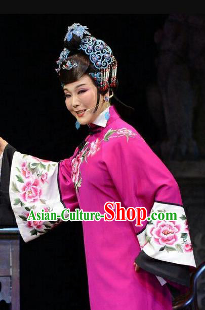 Chinese Ping Opera Qing Dynasty Young Female Costumes Apparels and Headdress Ji Yin Chuan Qi Traditional Pingju Opera Widow Leng Yuefang Dress Garment