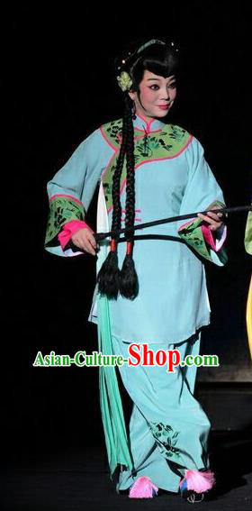 Chinese Ping Opera Servant Girl Costumes Apparels and Headdress Ji Yin Chuan Qi Traditional Pingju Opera Xiaodan Cui Huan Dress Garment