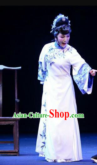 Chinese Ping Opera Young Female Widow Leng Yuefang Costumes Apparels and Headpieces Ji Yin Chuan Qi Traditional Pingju Opera Hostess Dress Garment